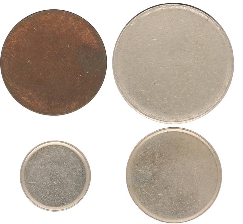 Rondel 5 cent, 10 cent, 25 cent en (1 gulden met randschrift) .