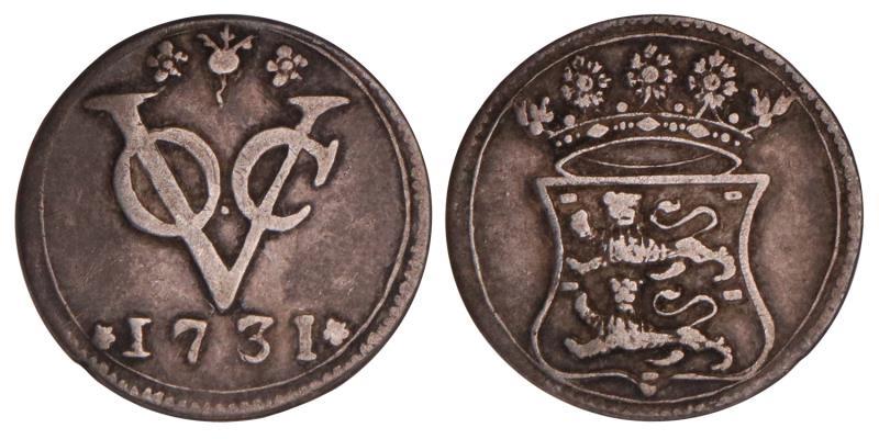 Zilveren duit V.O.C. afslag West-Friesland 1731. Zeer Fraai.