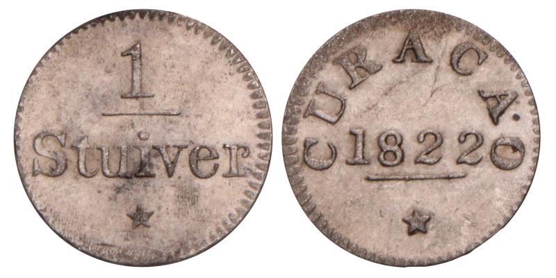 Curacao. 1 Stuiver 1822. Prachtig. 