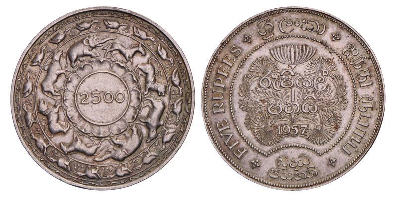 Ceylon. 5 Rupees. 1957.