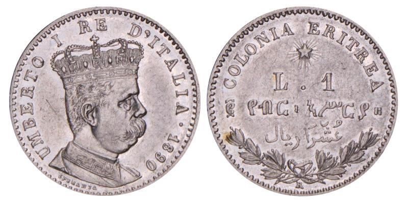 Eritrea. Humberto I. 1 Lira. 1890 R.