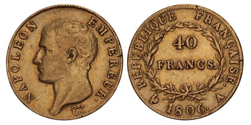 France. Napoleon. 40 Francs. 1806 A.