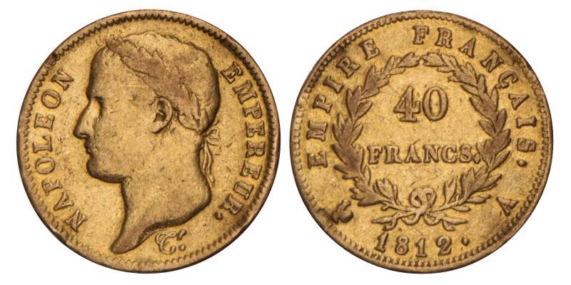 France. Napoleon. 40 Francs. 1812 A.