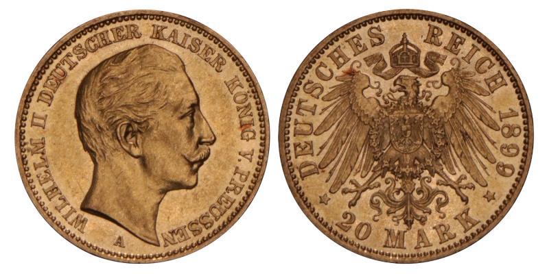 Germany. Prussia. Wilhelm II. 20 Mark. 1899 A.