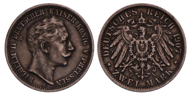 Germany. Prussia. 2 Mark 1907 A.