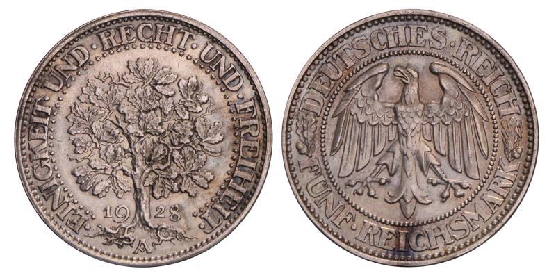 Germany. 5 Reichsmark. 1928 A.