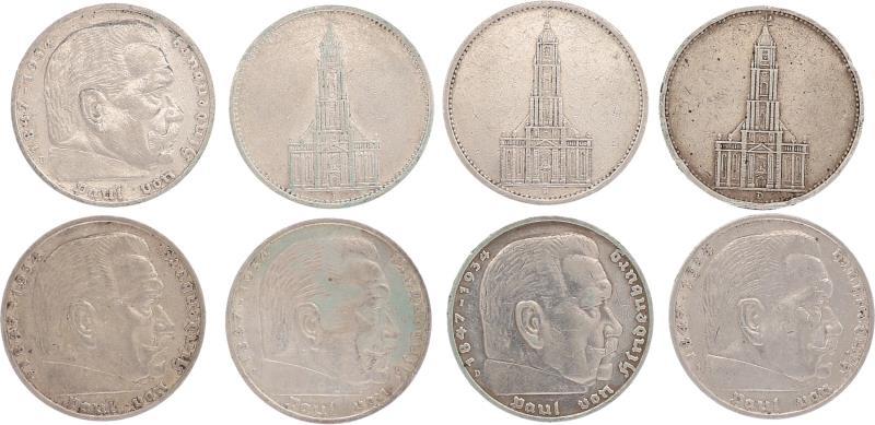 Germany. Lot (8) 5 Reichsmark. 1934-1936.