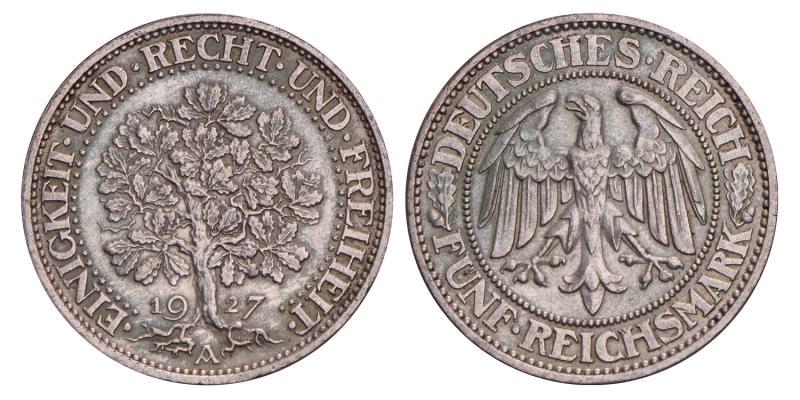 Weimar Republic. 5 Reichsmark. 1927 A.