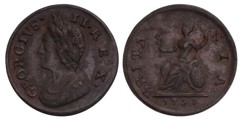 Great Britain. George II. Farthing 1737.