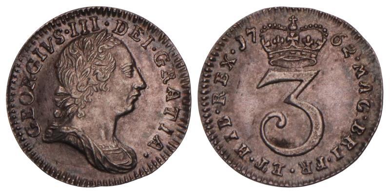 Great Britain. George III. Threepence 1762.