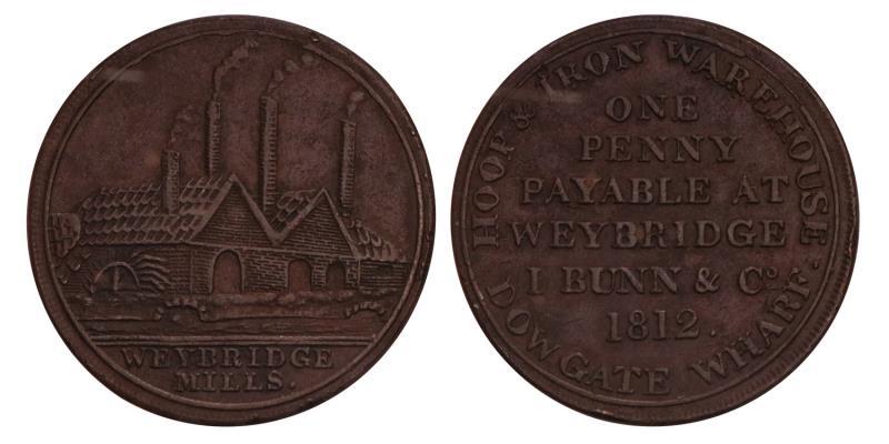 Great Britain. Surrey. Penny token 1812. Weybridge Mills.