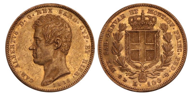 Italy. Sardinia. Carlo Alberto. 100 Lire. 1835 P.