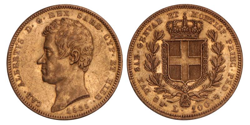 Italy. Sardinia. Carlo Alberto. 100 Lire. 1835 P.