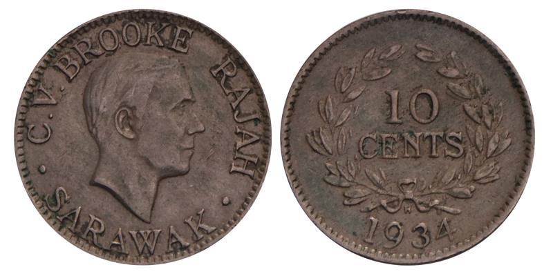 Sarawak. 10 Cents. 1934.