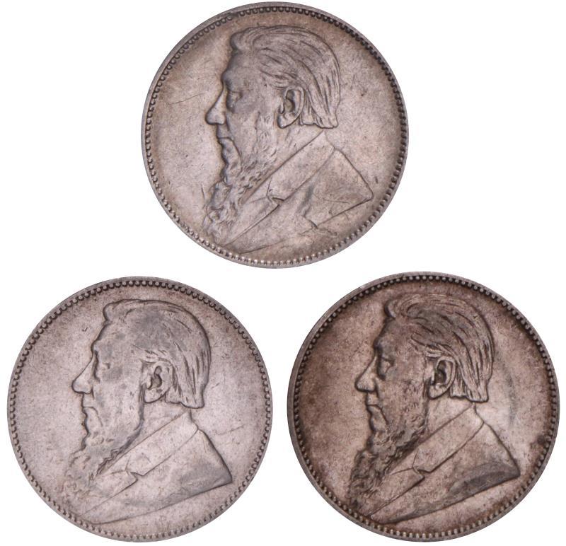 South Africa. Lot (3) 1 Shilling. 1892, 1894 and 1896.