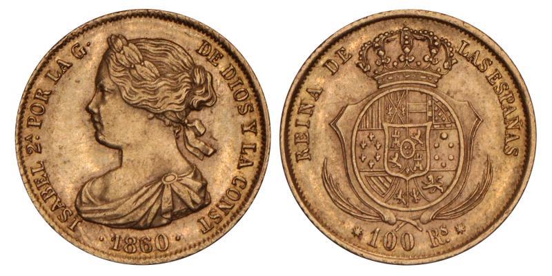 Spain. Isabelle II. 100 Reales. 1860.