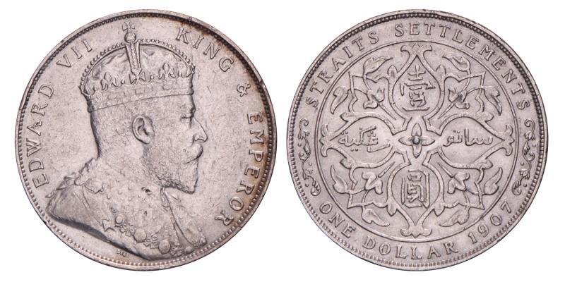 Straits Settlements. Edward VII. 1 Dollar. 1907.