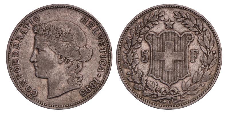 Switserland. 5 Franken. 1895 B.