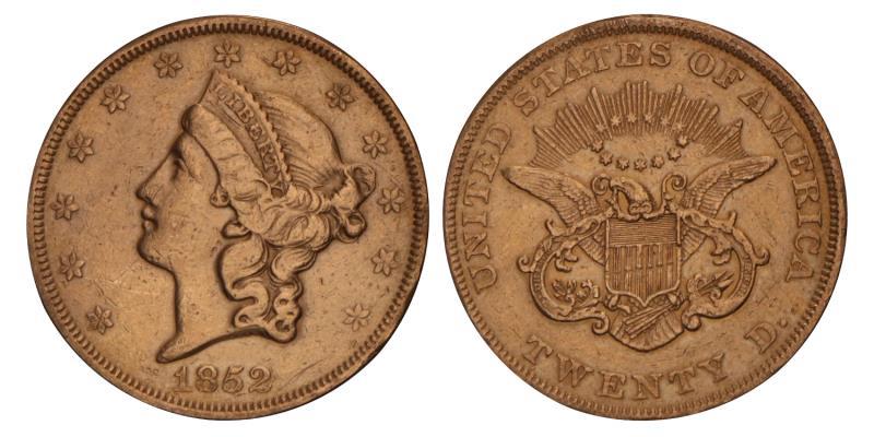 USA. 20 Dollars. 1852.