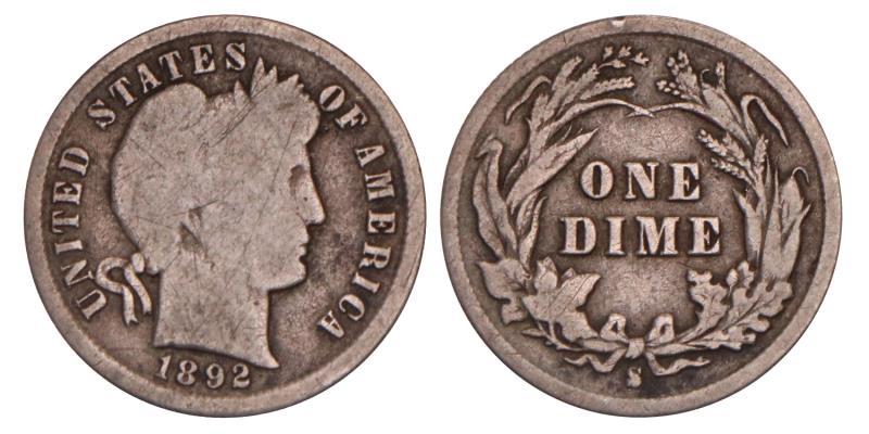 USA. 10 Cents 1892 S.