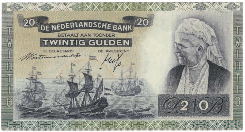 Nederland. 20 gulden. Bankbiljet. Type 1939. Emma - Nagenoeg UNC.