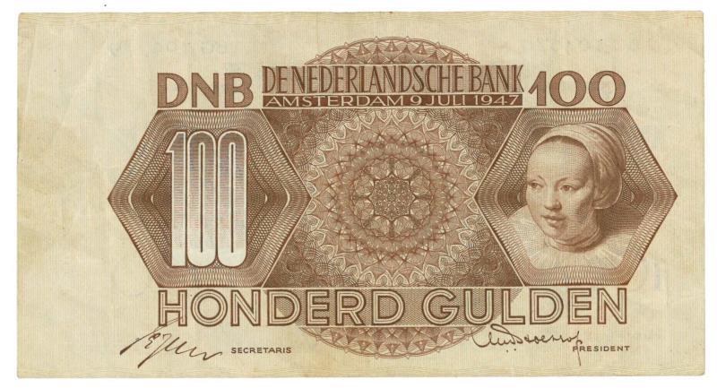 Nederland. 100 gulden. Bankbiljet. Type 1947. Adriaantje Hollaer - Zeer Fraai +.