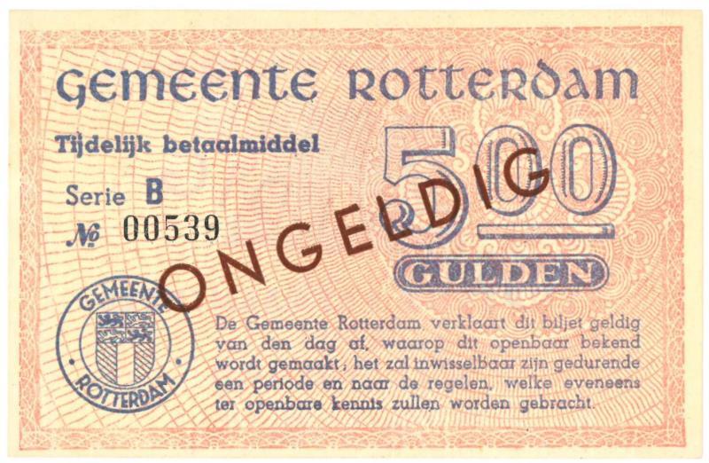 Nederland. 5 gulden. Noodgeld. Type 1940. Rotterdam - UNC.