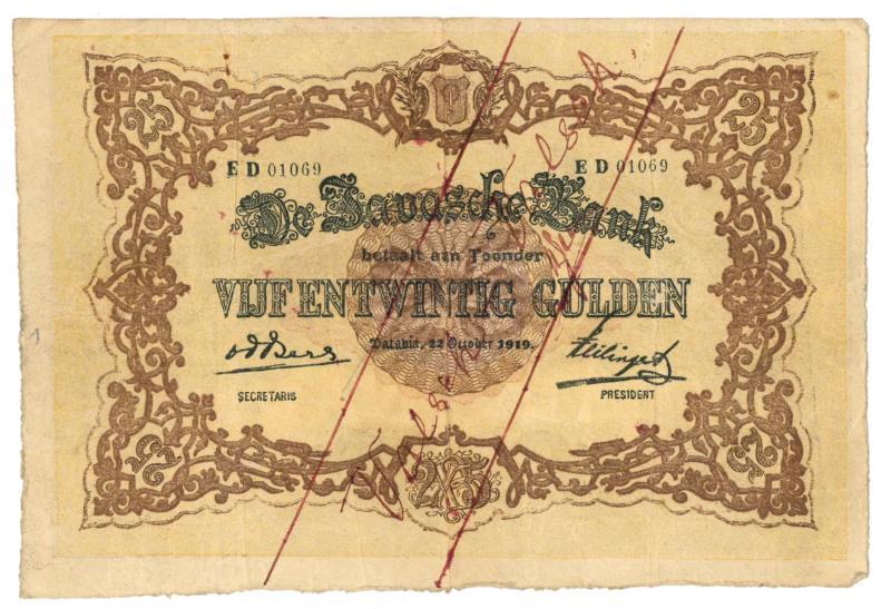 Netherlands - Indies. 25 gulden. Counterfeit. Type 1904. - Very Fine.