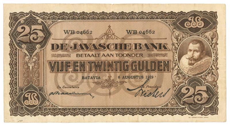 Netherlands - Indies. 25 gulden. Banknote. Type 1924. - Very Fine.