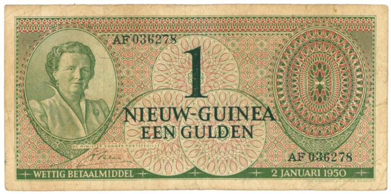 New Guinea. 1 gulden. Banknote. Type 1950. - Fine +.