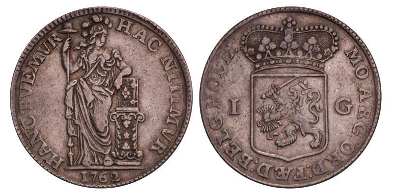 1 Gulden Holland 1762. Zeer Fraai +.