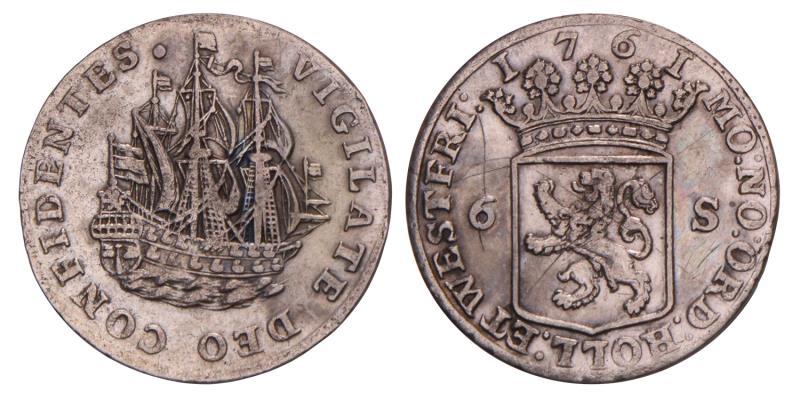 6 Stuiver of Scheepjeschelling Holland 1761. Zeer Fraai +.