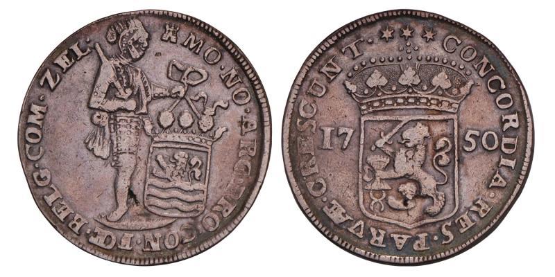 Zilveren dukaat Zeeland 1750. Zeer Fraai -.