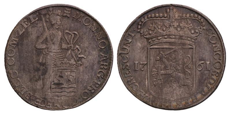 Zilveren dukaat Zeeland 1761. Zeer Fraai.