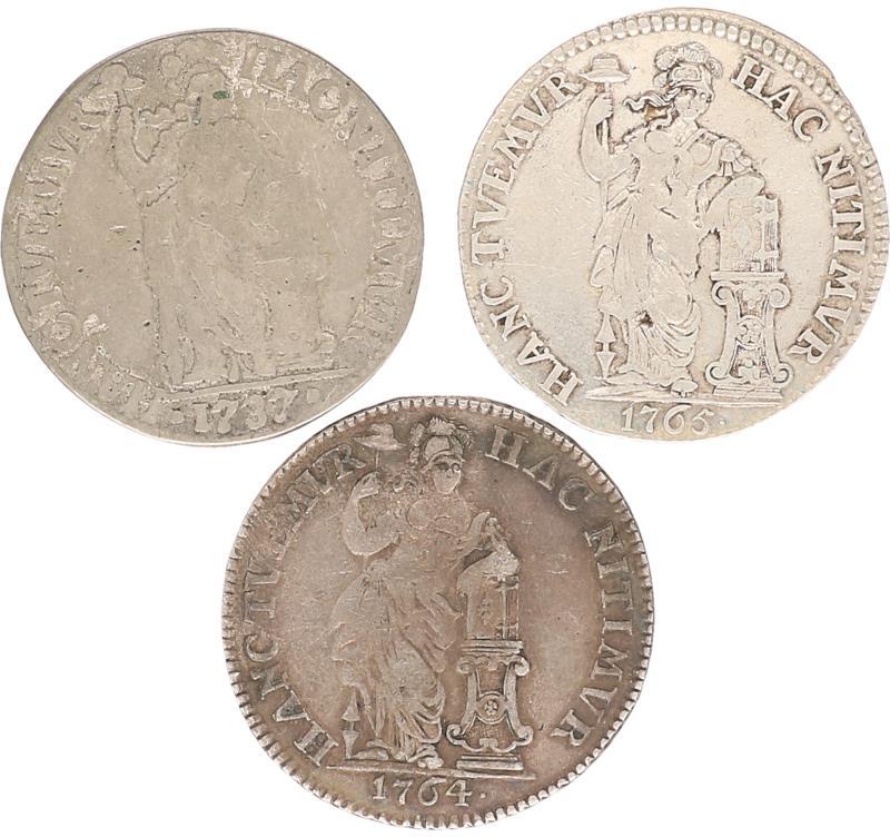 Lot (3x) 1 Gulden 1737, 1764, 1765 Overijssel. Varieert tussen Zeer Goed en Fraai / Zeer Fraai.