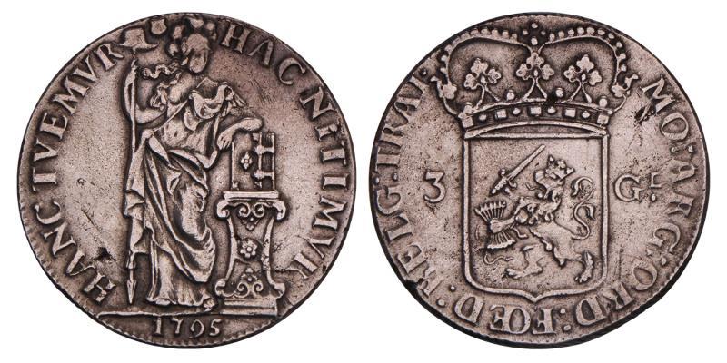 3 Gulden Utrecht 1795. Zeer Fraai -.