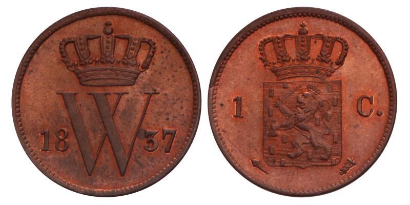 1 Cent Willem I 1837 U. FDC.