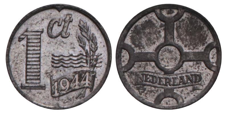 1 Cent zink Wilhelmina 1944. FDC.