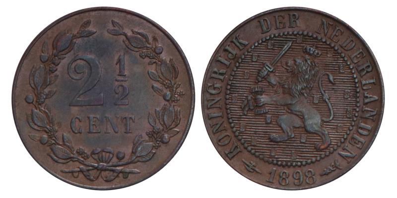 2½ Cent Wilhelmina 1898. Prachtig / FDC.