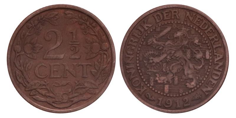 2½ Cent Wilhelmina 1912. Prachtig / FDC.