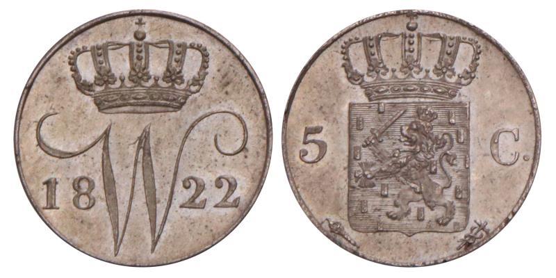 5 Cent Willem I 1822 U. FDC -.