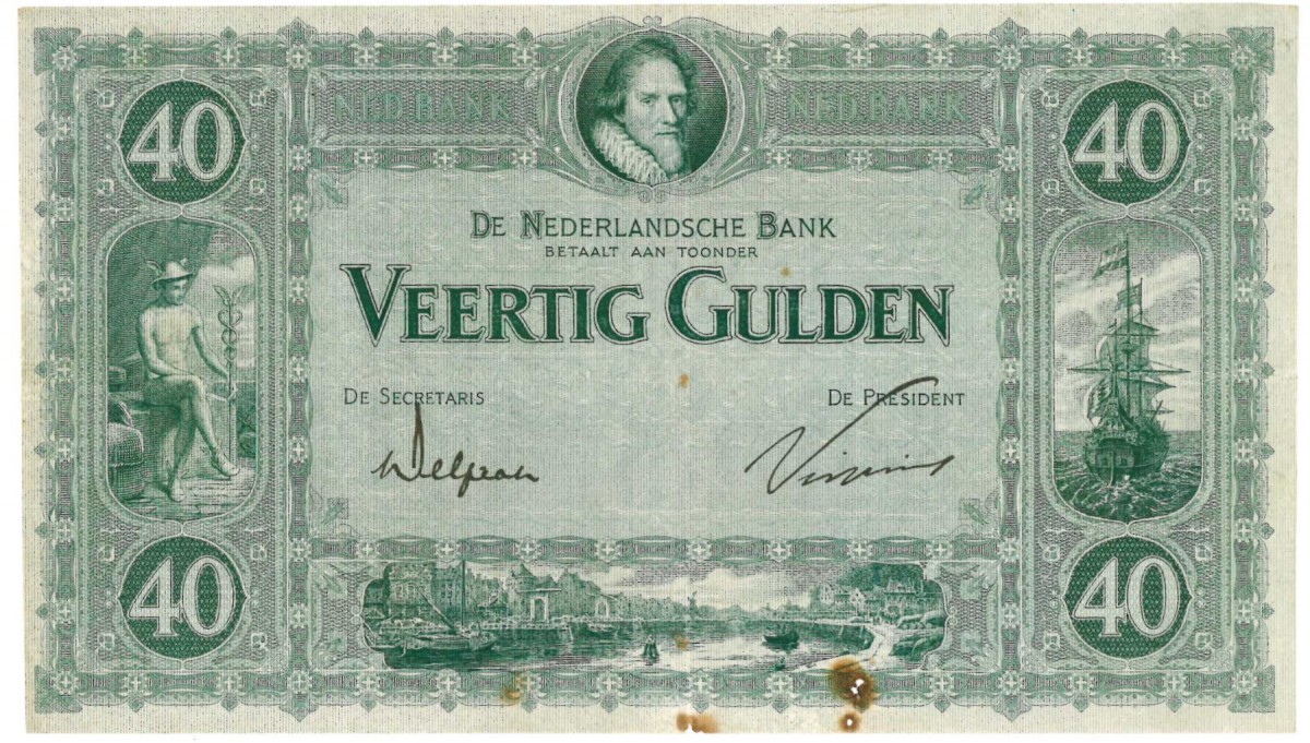 Nederland 40 gulden Bankbiljet Type 1921 Maurits - Fraai +
