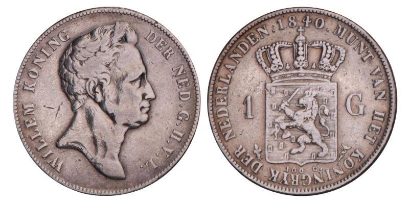 1 Gulden Willem I 1840. Fraai +.