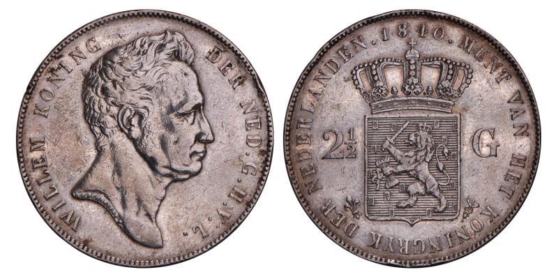 2½ Gulden Willem II 1840. Zeer Fraai / Prachtig.