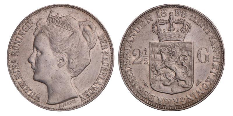 2½ Gulden Wilhelmina 1898. Zeer Fraai -.