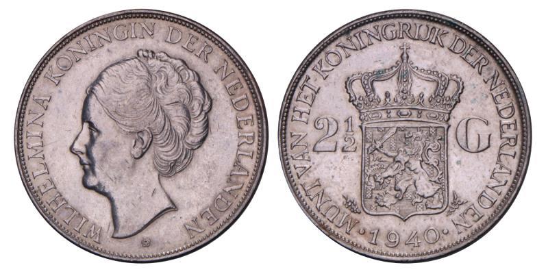 2½ Gulden Wilhelmina 1940. Prachtig / FDC.