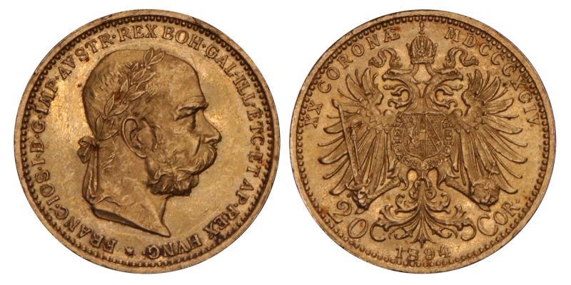 Austria. 20 Corona. 1894.