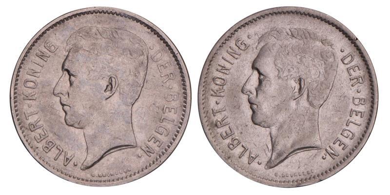 Belgium. Albert. Lot (2) 5 Francs. 1931, 1932.