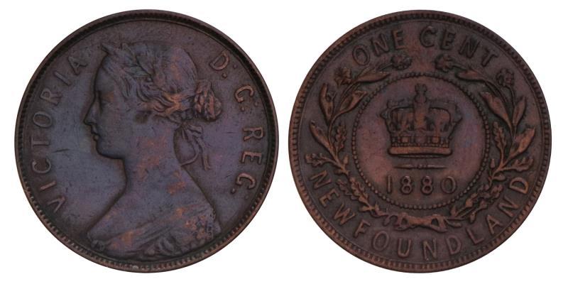 Canada. Newfoundland. One cent 1880, wijde 0.
