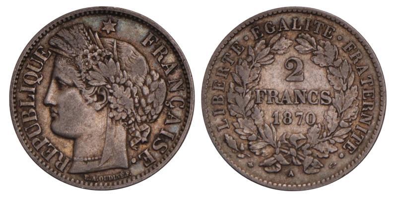 France. 2 Francs. 1870 A.